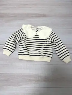 ZARA 襟付き ボーダー スウェット トップス 104