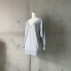 美品SPICANDSPANスピック＆スパン2wayネックドルマンニットグレーF