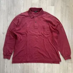 バーバリーゴルフ 長袖ポロシャツ バーガンデえんじ色 ロゴ刺繍