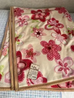 カシミロン花柄 毛布 レトロ ブランケット フラワーカード シングル