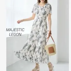 MAJESTIC LEGON チュールプリーツフラワーワンピース　アイボリー