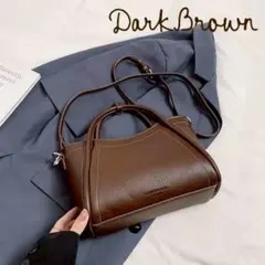 レザーバッグ ハンドバッグ ショルダー 2WAY 通勤 きれいめ ダークブラウン