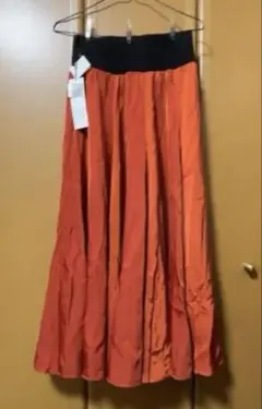 ミドルスカート レディース フレア オレンジ 無地 派手 STYLE RAVIE