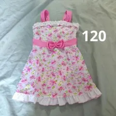 女の子用ピンク花柄ワンピース水着