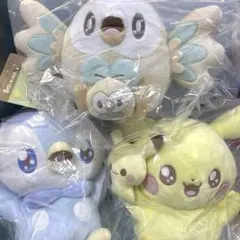 一番くじ ポケピース A、B、D賞　ピカチュウ　ポッチャマ　モクロー　ぬいぐるみ