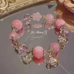 ピンクビーズ ブレスレットピンク一点