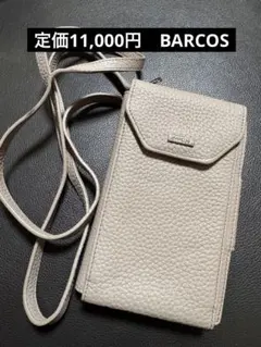 美品BARCOSバルコスシュリンクレザースマホポシェットショルダー財布