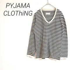 pyjama clothing ストライプ Vネック 長袖Tシャツ　F