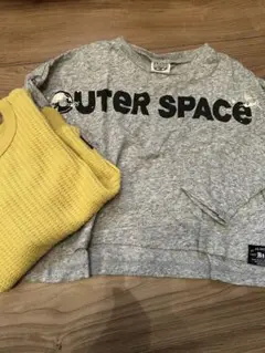 宇宙　グレー Tシャツ & イエロー 長袖Tシャツ２枚セット100 110