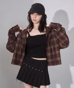 ENVYM オーバーサイズ ショート フーディー チェックシャツのサムネイル