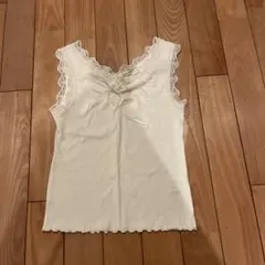 NICE CLAUP レースタンクトップ ホワイト