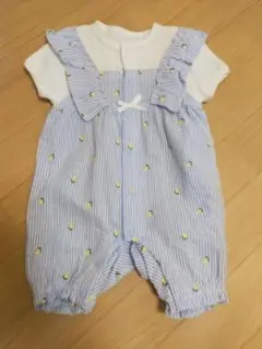 ロンパース 60サイズ 青と白のストライプ
