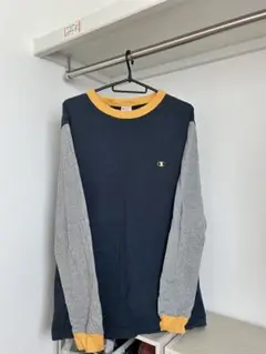Champion 長袖カットソー ネイビー/グレー Lサイズ