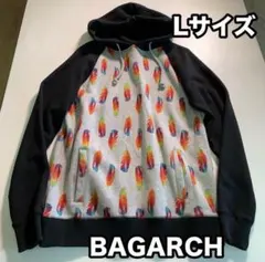 BAGARCH 羽根模様 Lサイズ パーカー スウェット 切り替え プルオーバーのサムネイル