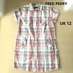 美品】　FRED PERRY リネン　コットン チェック　シャツ　ワンピースのサムネイル