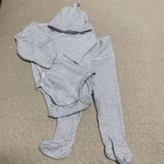 【美品】H&M ストライプロンパースセット