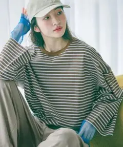 ボーダー柄 長袖カットソー
