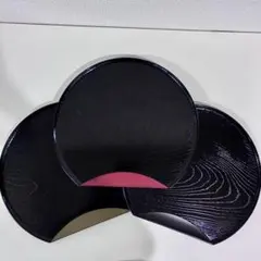 半月盆 3枚セット 漆器風 お膳(赤、カーキ、黒)
