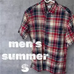 「即日発送」チェック柄 半袖シャツ 赤 青　ワークシャツ　メンズ　夏服
