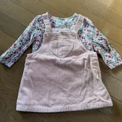 コーデュロイワンピース 花柄長袖セット