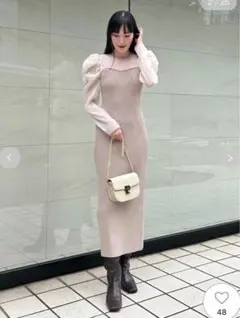 SALON by Chico】配色シアーリボンベロアワンピース/オケージョン