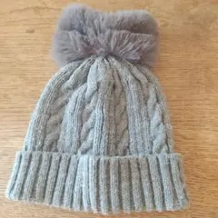 毛糸の帽子 ニット帽 グレー
