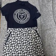 大値下げCallawayゴルフウェアセットアップモックネックスカートネイビー美品