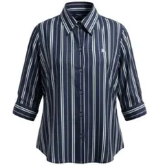 BURBERRY LONDON ストライプ 七分袖 シャツ ブラウス XL 相当