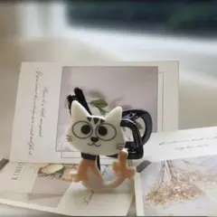 猫デザイン ヘアクリップ 約10cm
