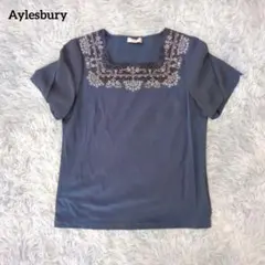 Aylesbury アリスバーリー 刺繍カットソー M ネイビー シフォン半袖のサムネイル