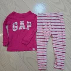 baby GAP ピンク ロゴTシャツとストライプレギンスセット