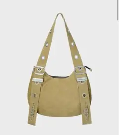 イエローベージュ スエード ショルダーバッグ