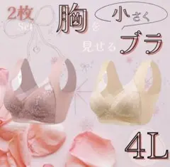 4L ◯２枚セット　シームレス　ノンワイヤー　ナイトブラ　胸を小さく見せる　美胸