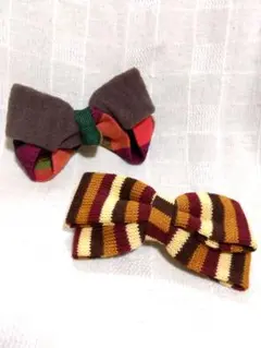 ヘアアクセサリー リボンバレッタ ニット フェルト 髪留め
