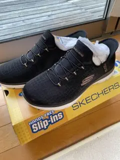SKECHERS ブラック スニーカー　ワイド