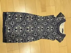ERUKEI 刺繍タイトドレス サイズ2 ネイビー/ホワイト