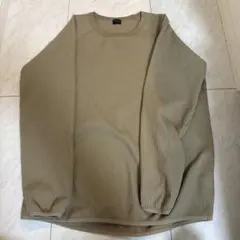 ベージュ ワッフル生地 トレーナー　サーマル