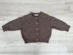 ブラウン ダイヤモンド模様 カーディガン
