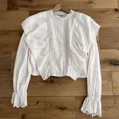 イエナ　SLOBE アイボリー レース付きシャツ　綿100% フリル　ギャザー