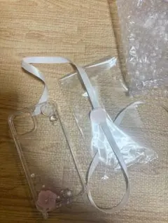 クリアiPhone14ケース (スマホショルダー付き)