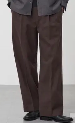 PLSTプレシャスニットメルトンワイドパンツ　Lサイズ　人気のダークブラウン美品