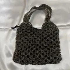 黒と金の編み糸 かごバッグ 内ポーチ付き　The Bagmati ザ・バグマティ