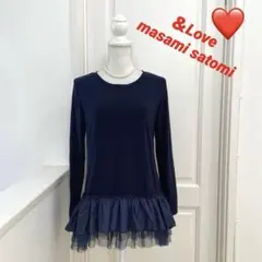 ＆Love masami satomi ネイビー フリル付き 長袖チュニック