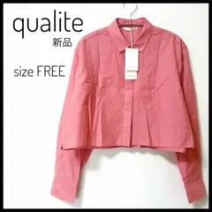 新品 qualite カリテ ショート丈 ブラウス ピンク 長袖 デート 比翼のサムネイル