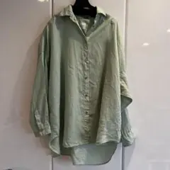 Spick and Span 長袖 80リネンカシュクールビッグシャツ グリーンのサムネイル