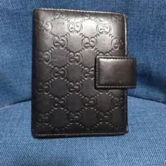 【GUCCI】 グッチ/シマ/GG/レザー/手帳/システム手帳/ブラック