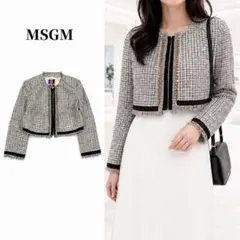 T706 M MSGM フリンジ ツイード きれいめ ジャケット レディースのサムネイル