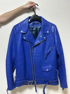 新品同様Johnbull archive 牛革　ライダースジャケット ブルー