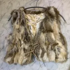 ラビットファー ベスト 袖なし クロップド