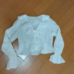 GU ホワイト リボン付きシャツ S